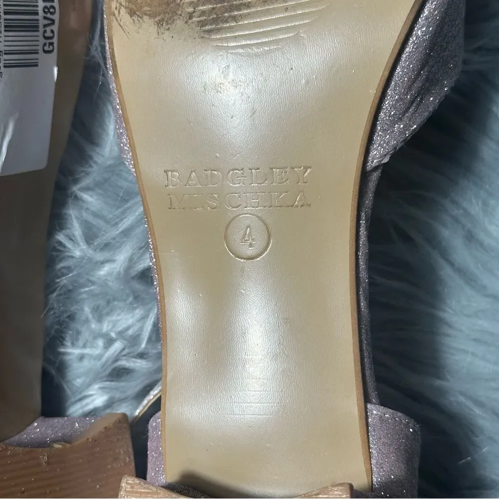 Badgley Mischka gold rose shoes